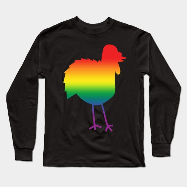 Rainbow Gradient Silhouette Thanksgiving Turkey Long Sleeve T-Shirt by ellenhenryart